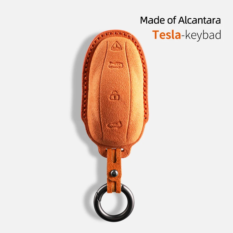 Alcantara Car Key Case Cover Holder Shell Full Protector Fob Per Tesla Model 3 Model S Model X Accessori Auto