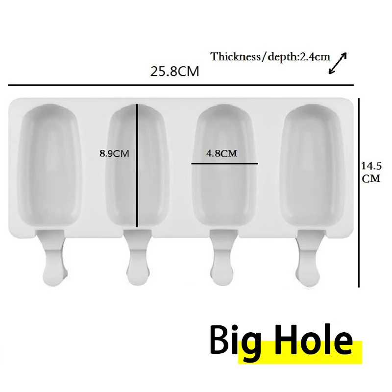 Description Picture 3 of item4/8 Hole Food Grade Silicone Ice Cream Mold Ice Pop Cube Popsicle Mold With Sticks Dessert DIY Magnum Cake Mold Ice Cream Maker