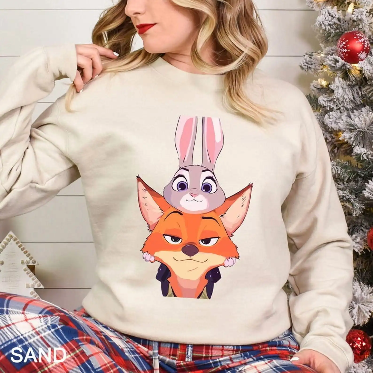 Women Loose Casual Disney Zootopia Fleece Crewneck Sweatshirt with Judy ...