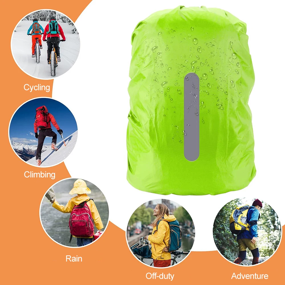 Reflective Waterproof Backpack Rain Cover Outdoor Sport Night Cycling Safety Light Rain Cover Case Bag Camping Hiking 10-70L 4