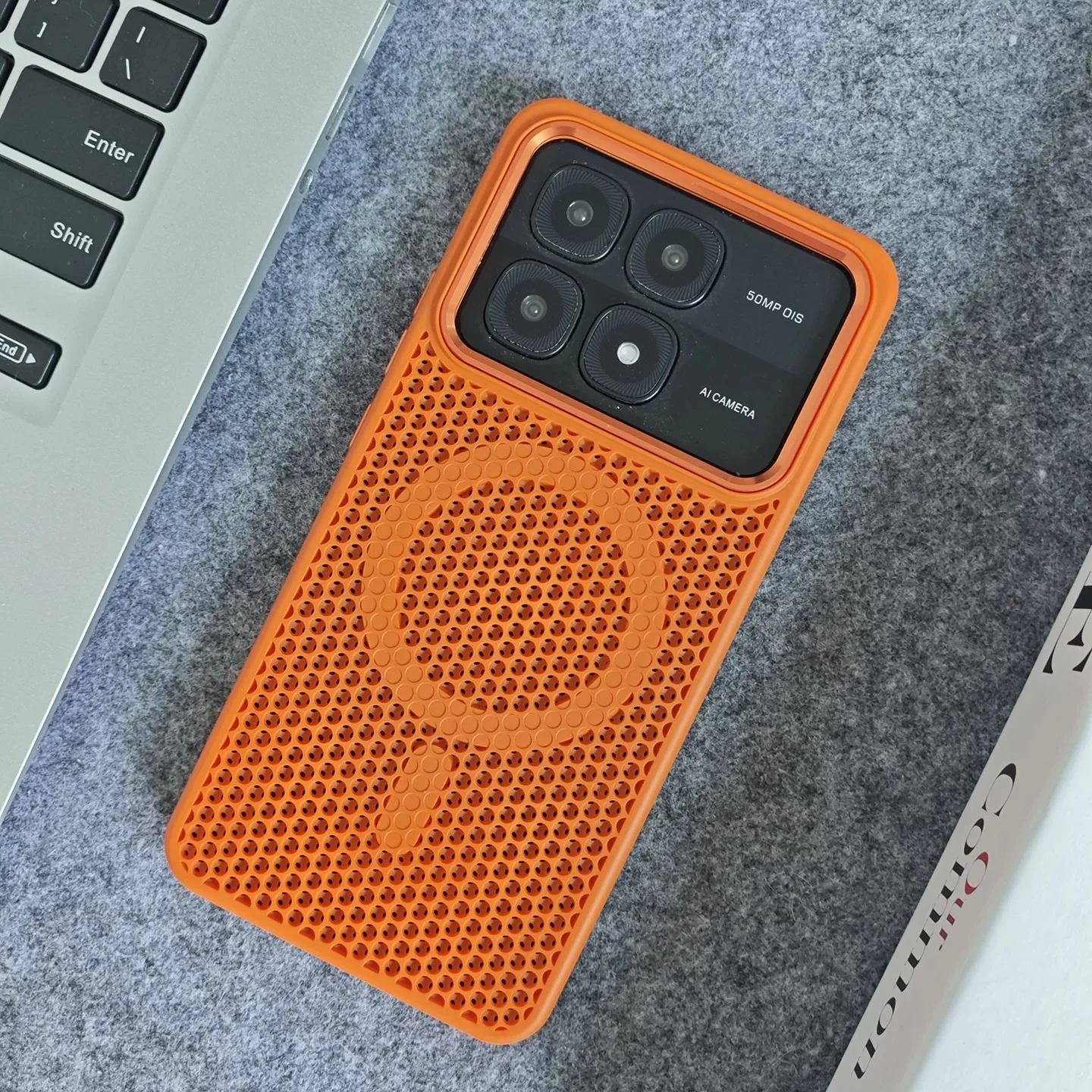Honeycomb Magnetic Shockproof Breathable Wireless Charging Back Cover