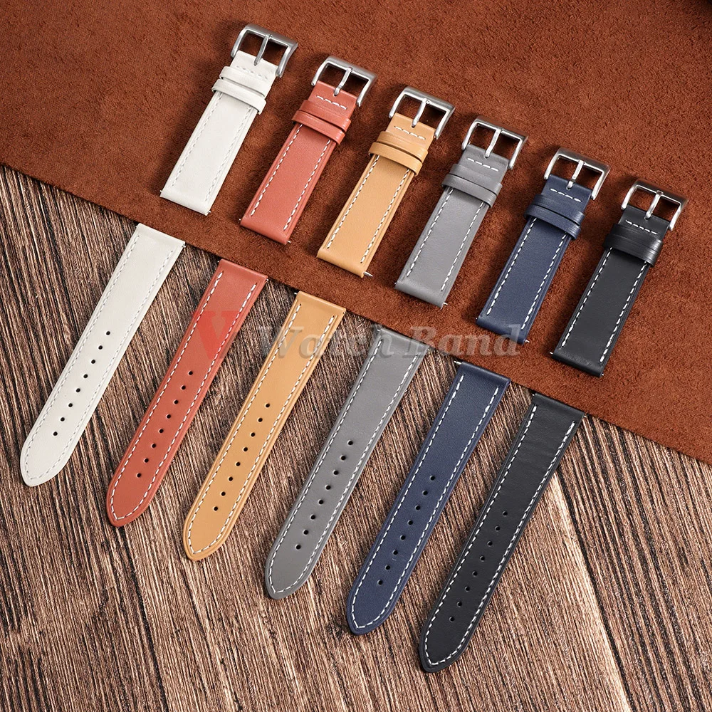 Schnellverschluss Vintage Leder-Uhrenarmband 18mm 20mm 22mm 24mm Genähtes Rindsleder-Armband für Omega Braunes Handgelenk-Armband für Seiko – Detail 9