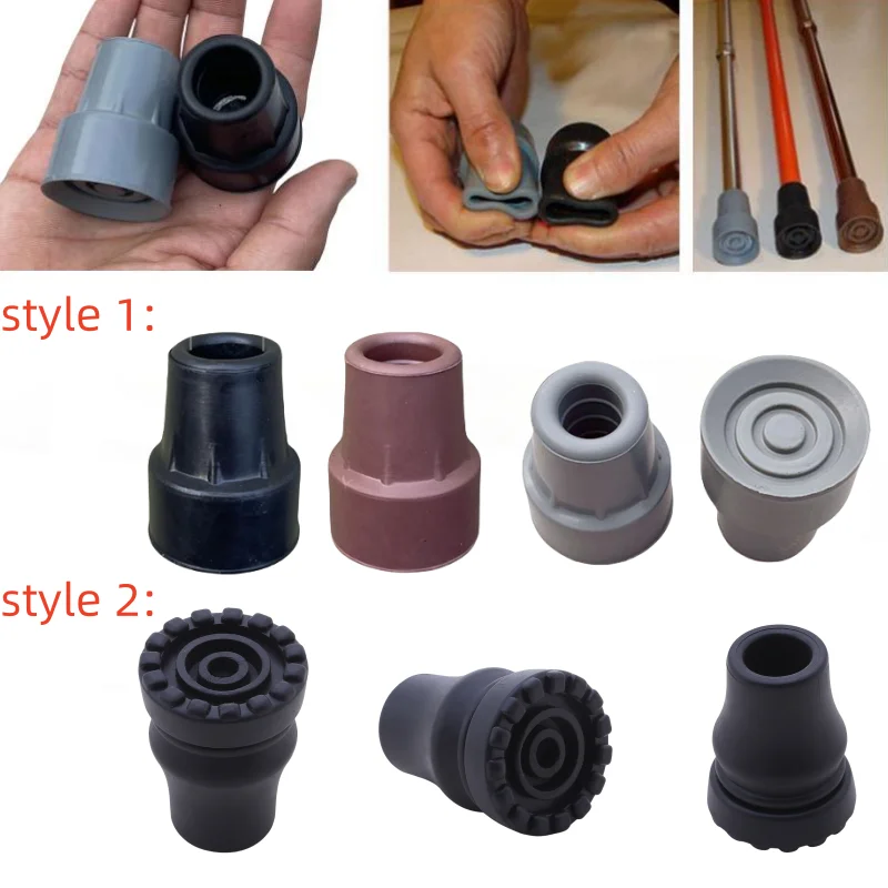 Rubber Trekking Pole Cap Walking Stick Crutch Cane Bottom Pads Cover Ferrule Non-slip Foot Cover Trekking Pole Cane Crutch Chair