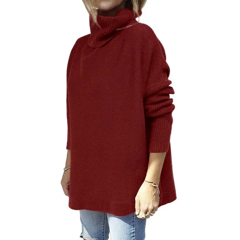 

Chic Lady Knitwear Ribbed Cuffs Stretchy Sweater Lady Oversized Warm Knitted Pullover Streetwear