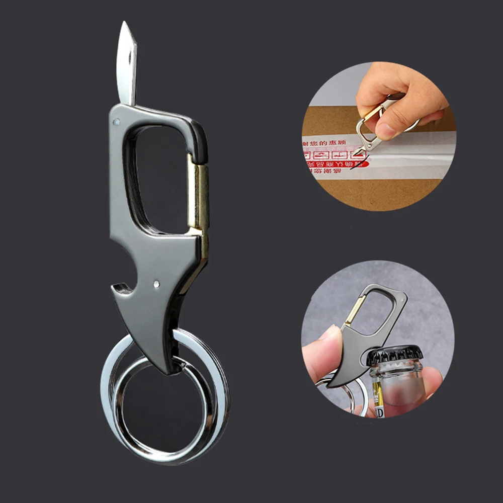 Mini Knife Keychain Foldable Personalized Lettering  Key Chain Men'S Keyring Multi-Functional Bottle Opener Car Key Holder images - 6
