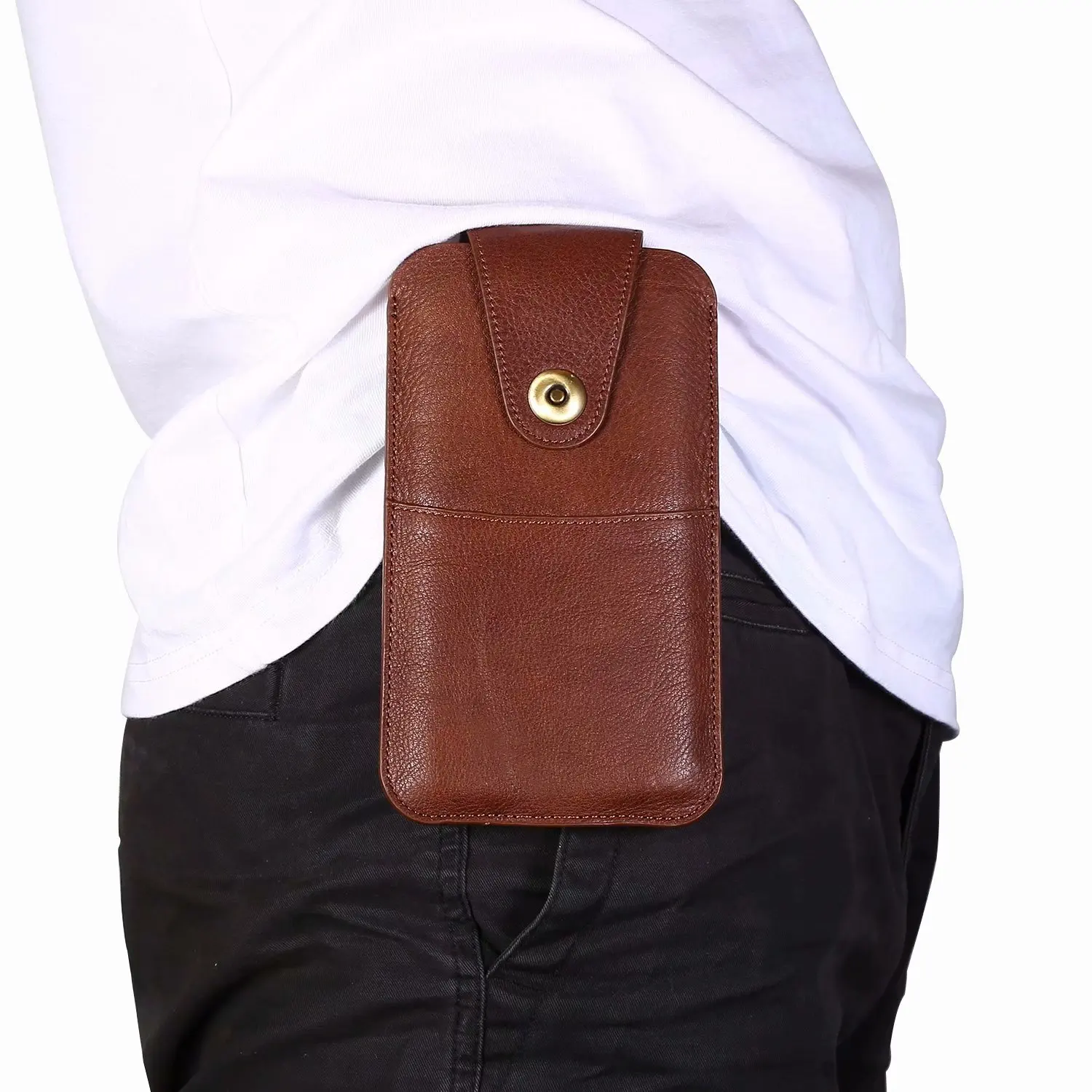 Genuine Leather Phone Belt Clip Case Waist Bag For Galaxy S22 Plus S21