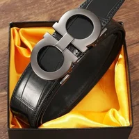 Wholesale Men's Cow Leather Belt Automatic Buckle Anti-steel Buckle Letter Crocodile Skin Texture Cross-border Hot Sell