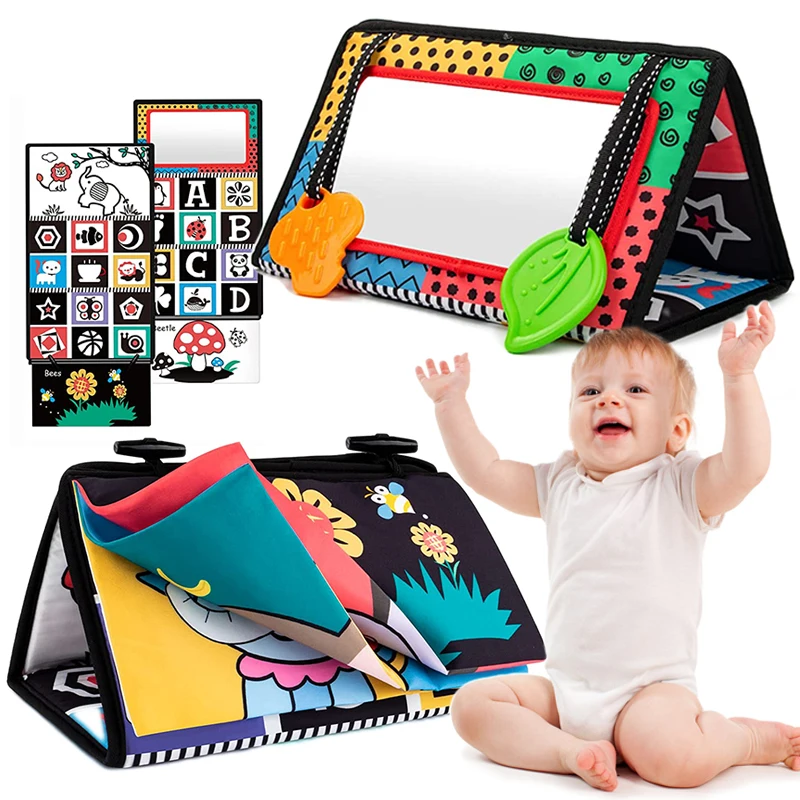 Jouet Bebe 6 Mois, Jouets Montessori Bébés, Jouet Enfant Cadeau 1 2 Ans,  Miroir Livre Occupés en Tissu, Jouets d'apprentissage