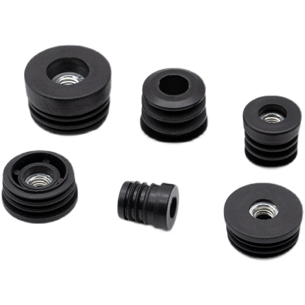 Round Plastic Pipe Plugs With M6 M8 M10 Nut Hole Pipe Cover Furniture Leg Feet Tube Blanking End Inserts Caps Pipe Plugs 4/8Pcs