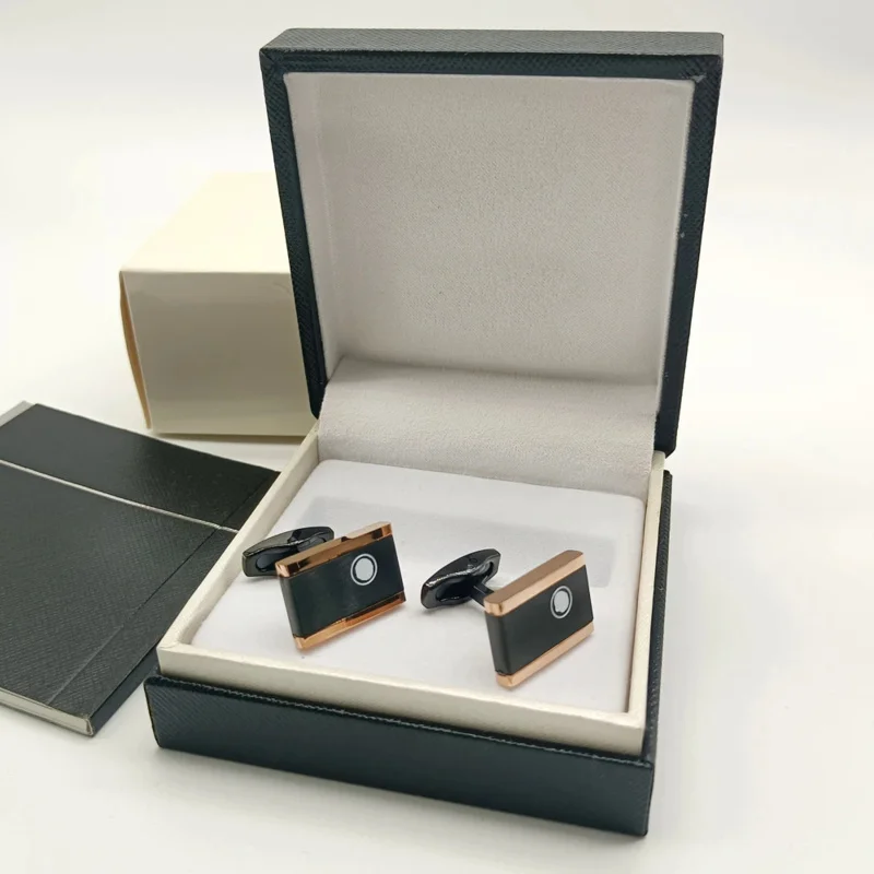 Cuff Links MB Black Rectangle 316 Stainless Steel 1:1 High Quality 4 Colors Man Shirt Cufflinks Classic Buttons With Box Set