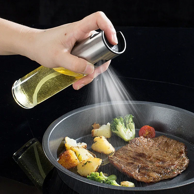 Spruzzatore Per Olio In Vetro 100 Ml – Flacone Spray Per Cucina E Barbecue In Acciaio Inox