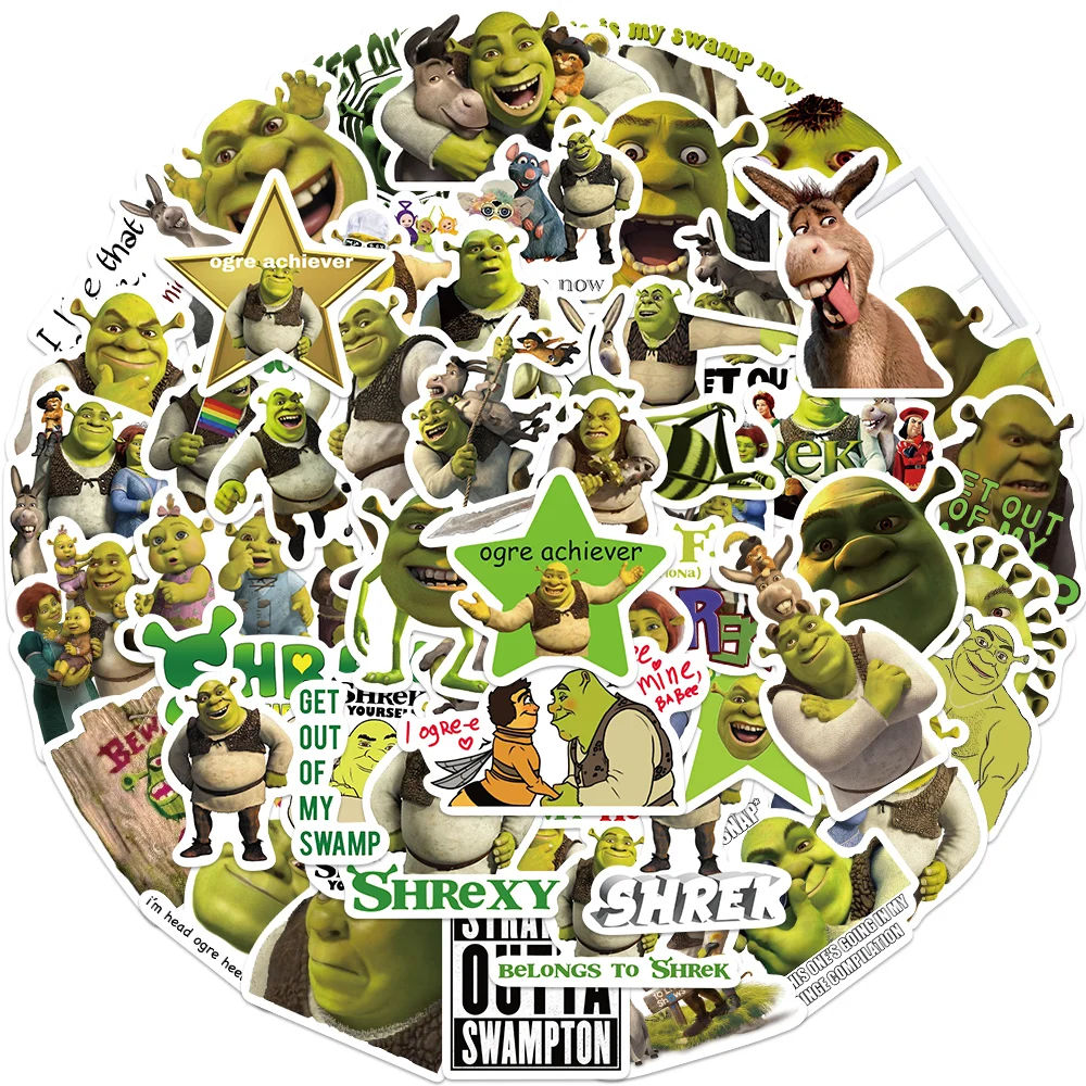 Cartoon Monster Shrek Graffiti Sticker Pack - 52pcs Waterproof Decorative Decals