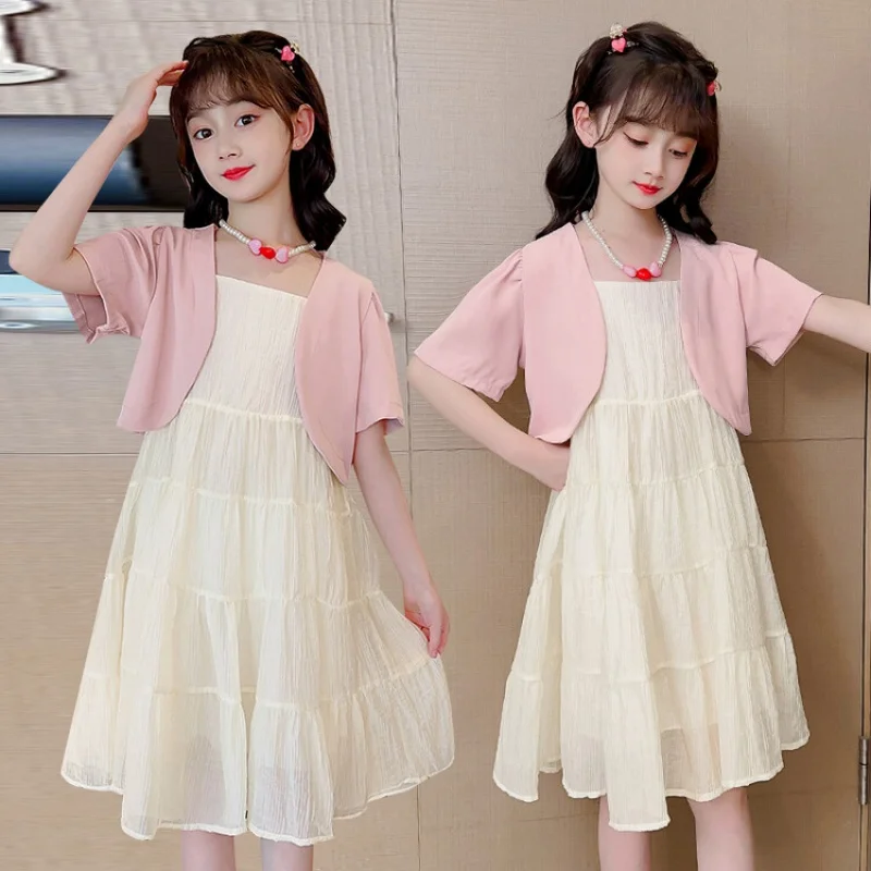 

Summer Dresses for Young Girls 4-16 Years Girl Elegant Party Dress 2023 New Children's Clothes Free Delivery Korean Style Dress