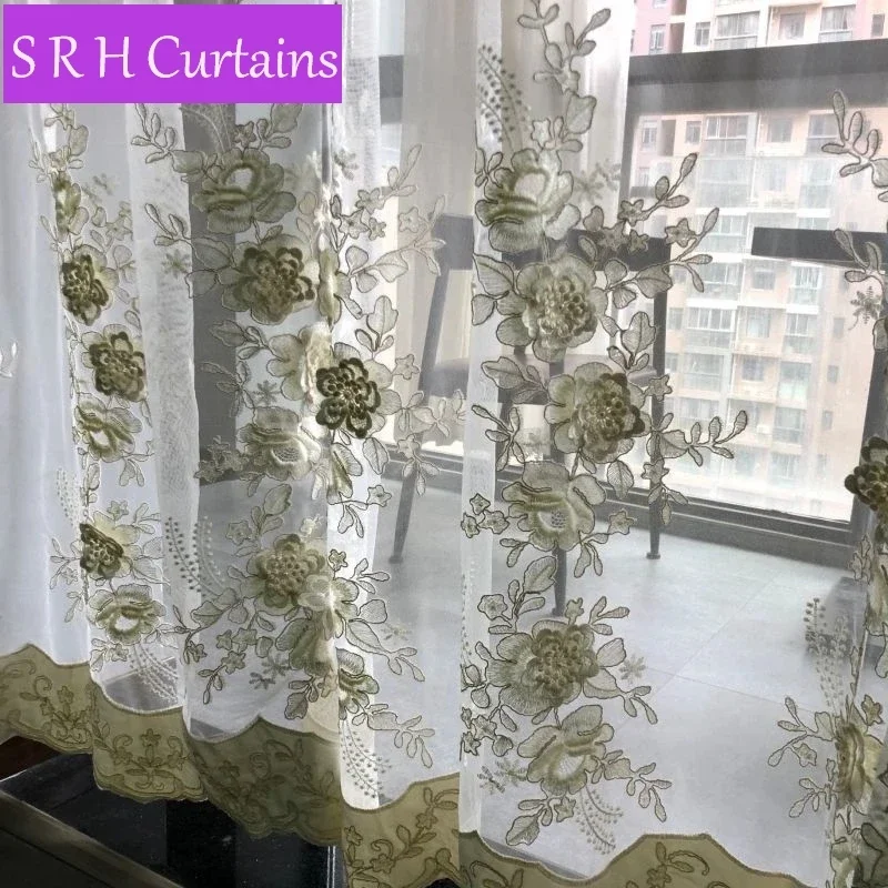 French Purple 3D Rose Flower Embossed Embroidery Curtains Bedroom Sheer Tulle Curtains For Living Room Balcony Window Drapes 5