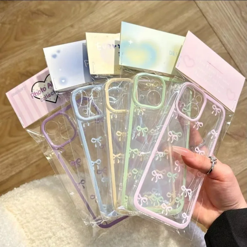 Cute Purple Pink Bow Soft Clear Case Protection for IPhone thumbnail 7
