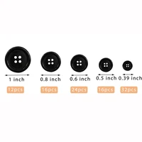 100 Pcs Black Resin Sewing Buttons, Mixed 5 Sizes of Black Buttons Suitable for Sewing Decoration 4-Hole Craft Buttons 2