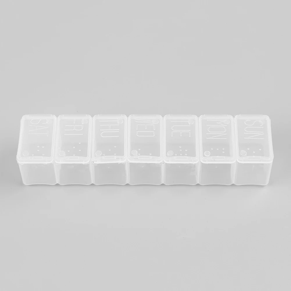7 Grids 7 Days Medicine Dispenser Transparent Tablet Organizer Container Plastic Multi-function  Reusable for Supplements