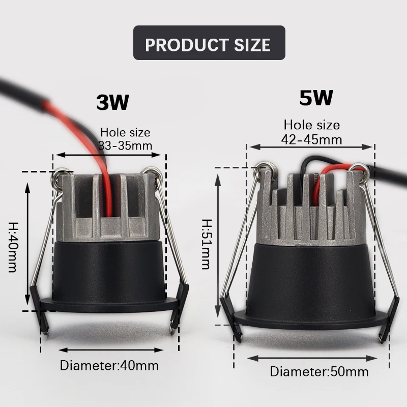 4/10PCS 디 밍이 가능한 Led 통 3W 5W Recessed 천장 조명 스포트라이트 알루미늄 Led COB 빛 AC110V 220V 홈 오피스 스토어