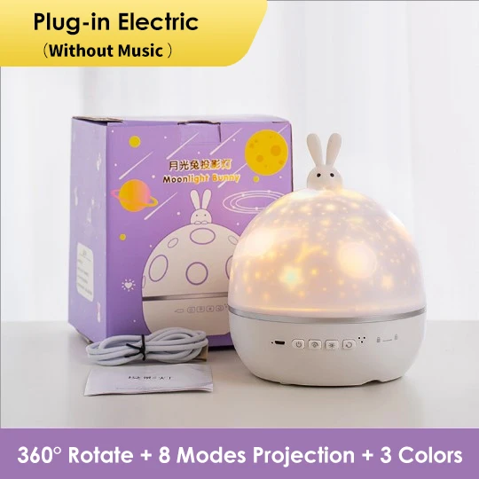 Rodanny Colorful Star Projector Light Music LED Night Lights Charging/Plugged/Sing USB Project lamp Bedroom Party For Kids night light lamp Night Lights