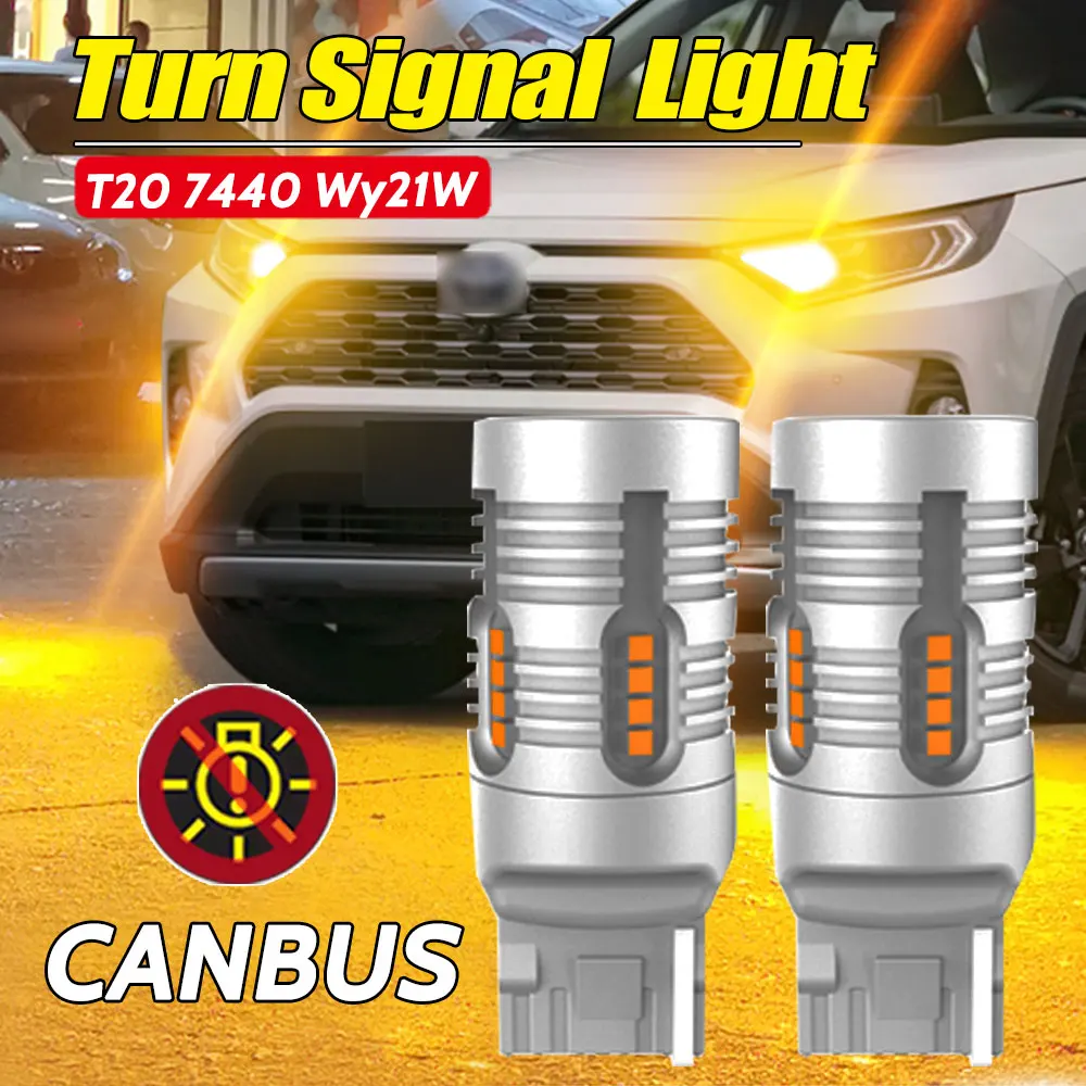 

2Pcs T20 7440 7440NA Wy21w LED Amber Yellow Turn Signal Light Built in Resistor Anti Hyper Flashing Canbus for RAV4