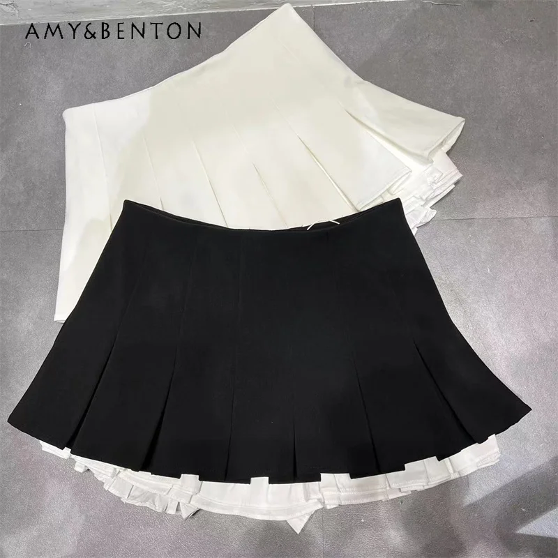 

2024 Early Spring New Fashion All-Match Short Skirt Women's Layered Patchwork Ruffled High Waist Pleated Slim Skirts Y2k Clothes