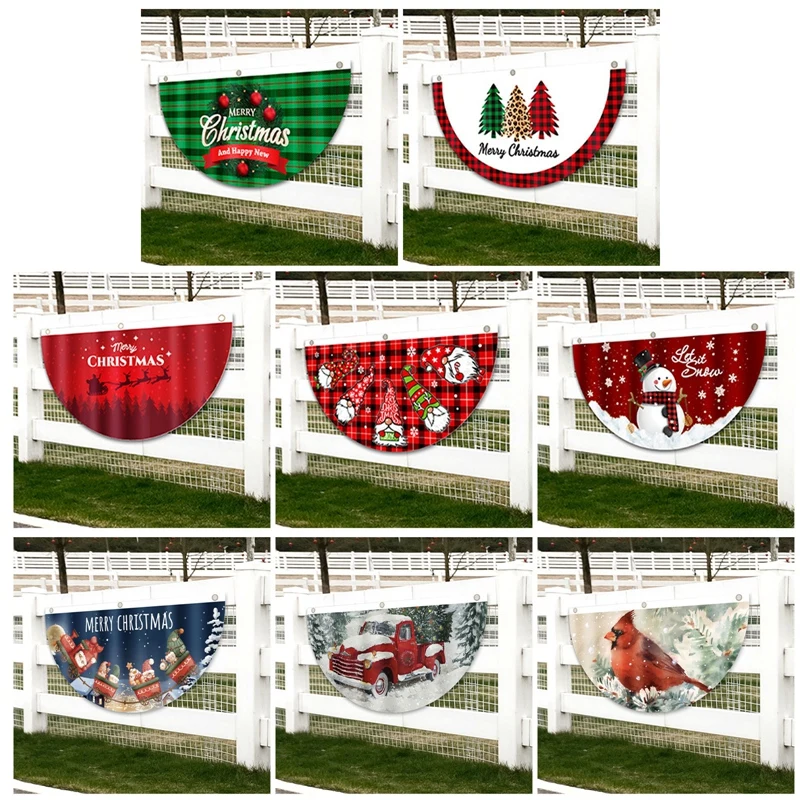 1Pc Christmas Fan Flag Christmas Table Runner Xmas Table Flag Cover Navidad Natal Gifts Decorazioni Natalizie Porta Appesa