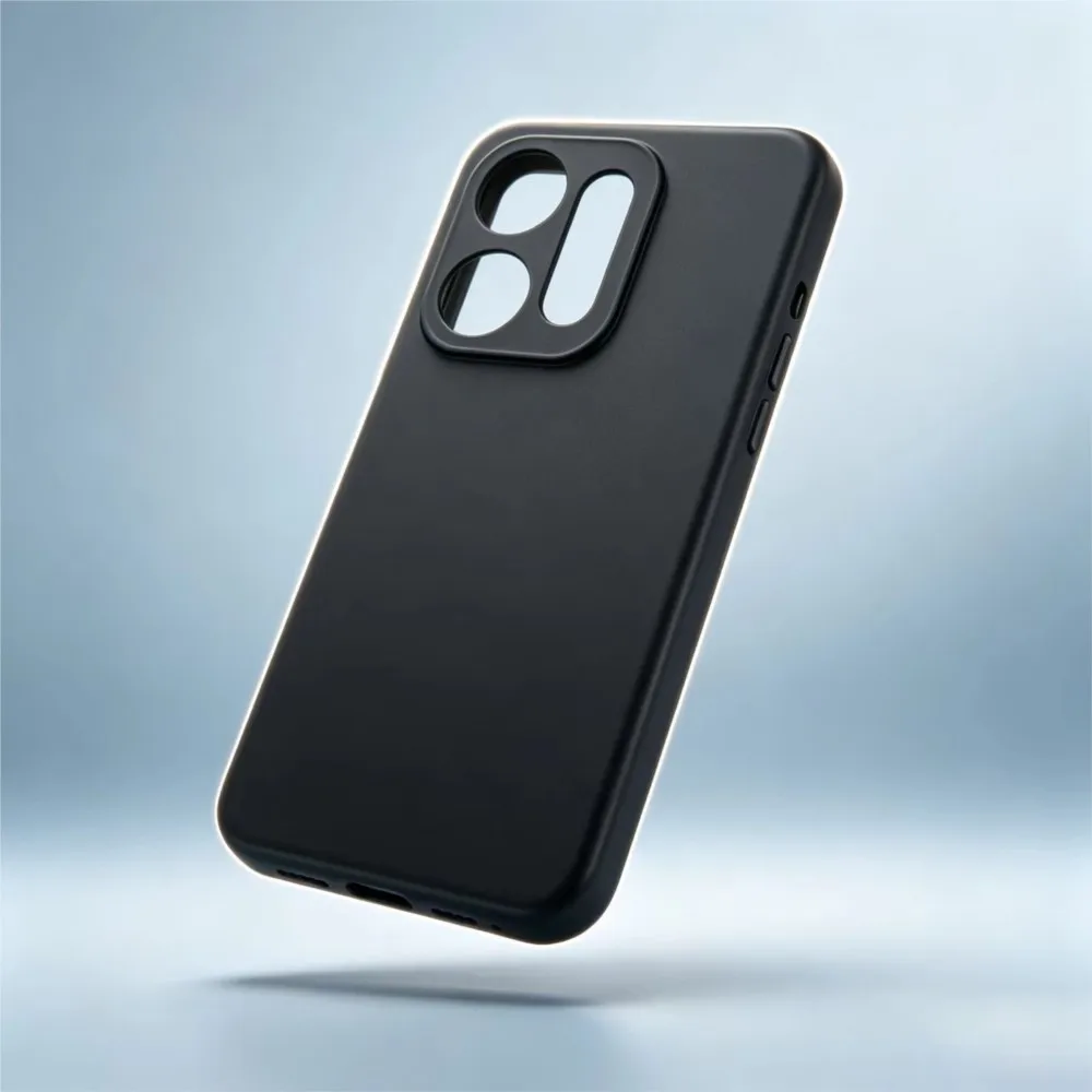 Square Matte Silicone Soft Phone Case - Black Anti-Drop Cover