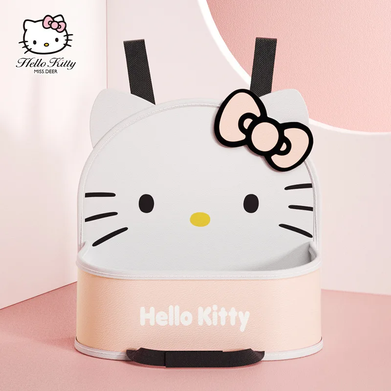 Kawaii Hello Kitty Car Seat Back Organizer Anime Multi-Pocket Bottle Holder  Tissue Storage Bag Auto