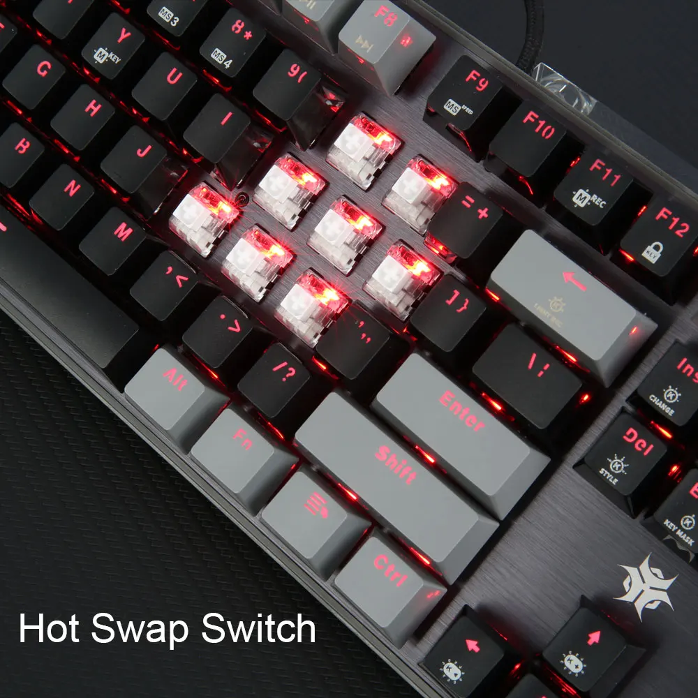 HEXGEARS GK715S 기계식 키보드 104키 PBT 키캡 Kailh 레드 스위치 핫 스왑 화이트 백라이트 게임용 키보드 및 작업용 타이핑