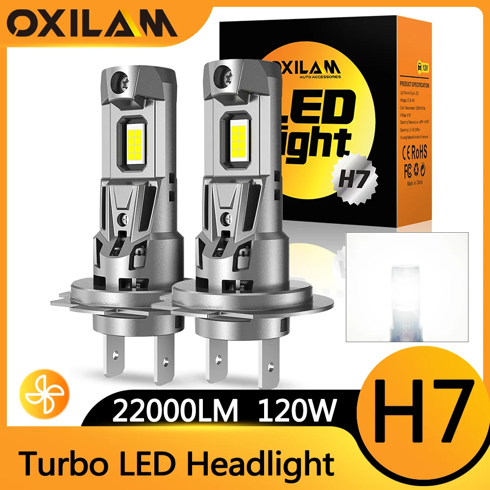 OXILAM-bombilla LED H7 de alta potencia, faro Turbo de 2 piezas, 120W,  6500K, 22000LM, 12V, CSP, potente, la mejor lámpara de diodo ventilado H7  Mini - AliExpress
