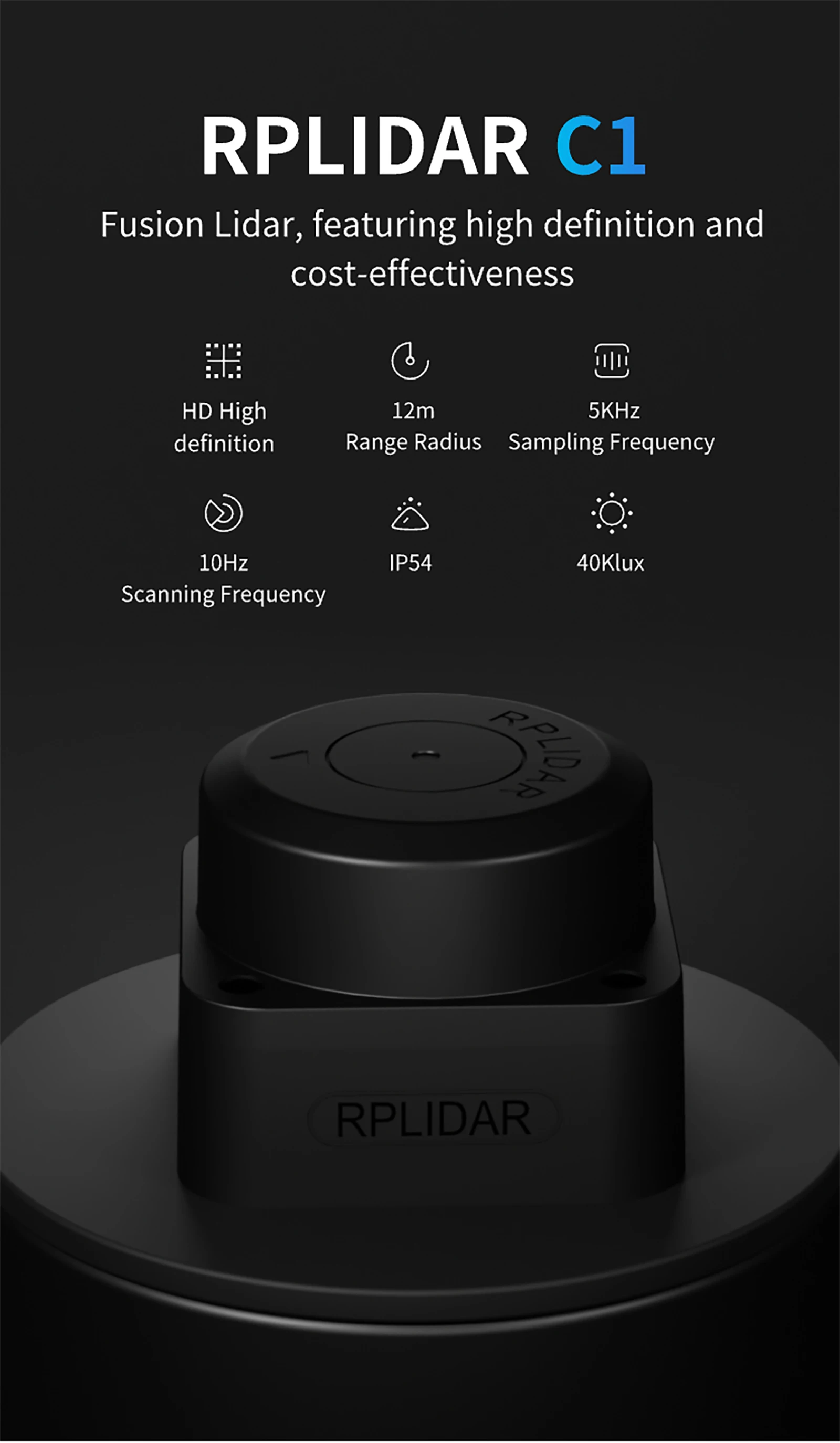 SLAMTEC RPLIDAR C1 Lidar Sensor TOF 12M Ranging 360 ° Scanning For Robot Positio