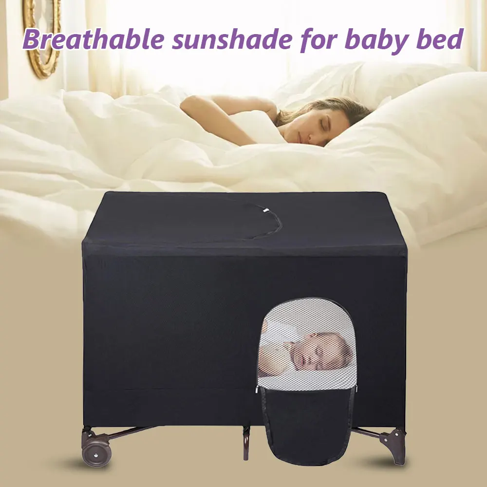 BabyBedCoverBlackoutCribCanopyCoverBreathableStretchable