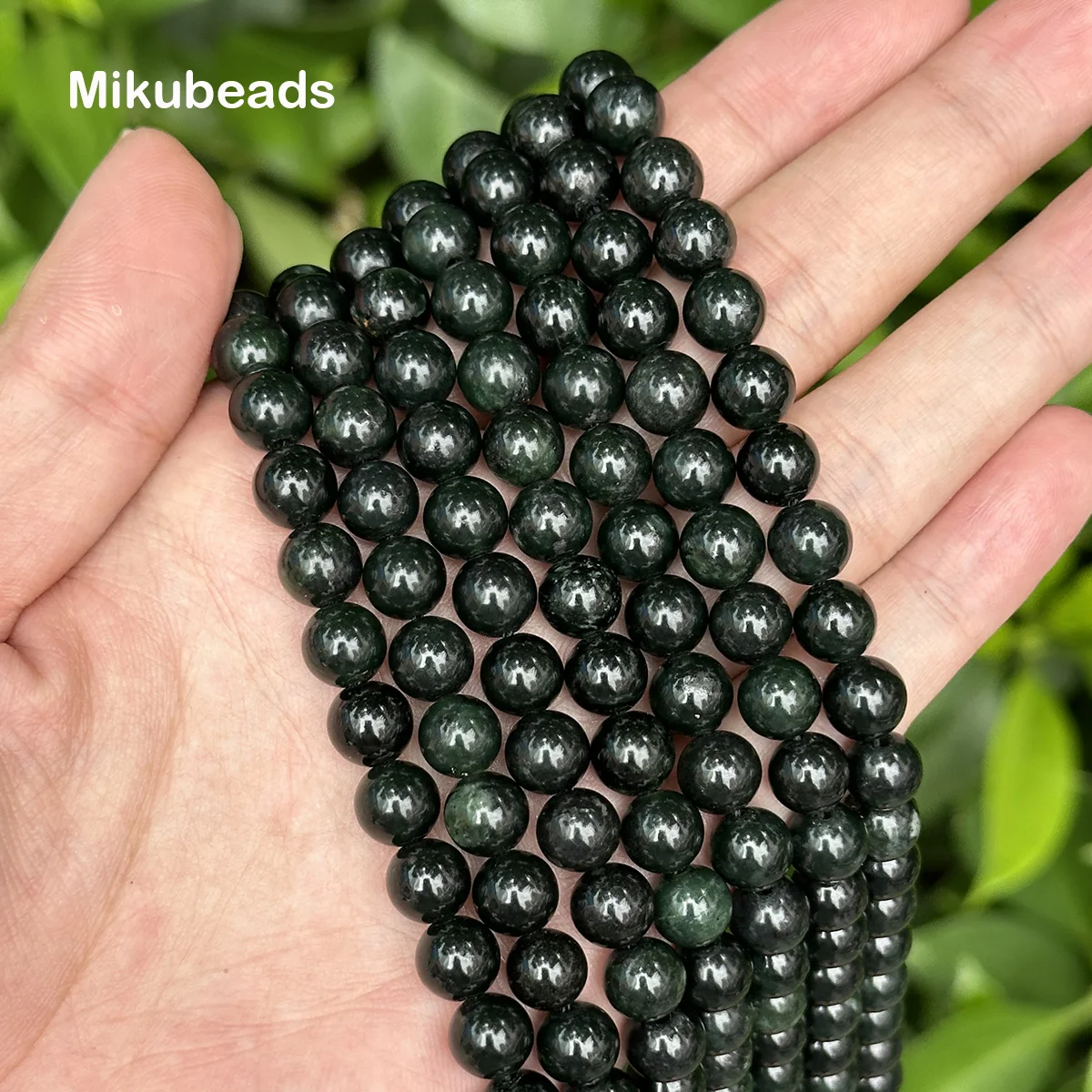 5 Lush Nephrite Jade 6x4mm Tube Beads 007601