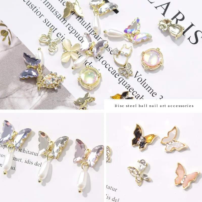 

10pcs/lot New Sales Luxury Nail Art Butterfly Zircon Pendant Network Celebrity Jewelry Nail Pendant Model