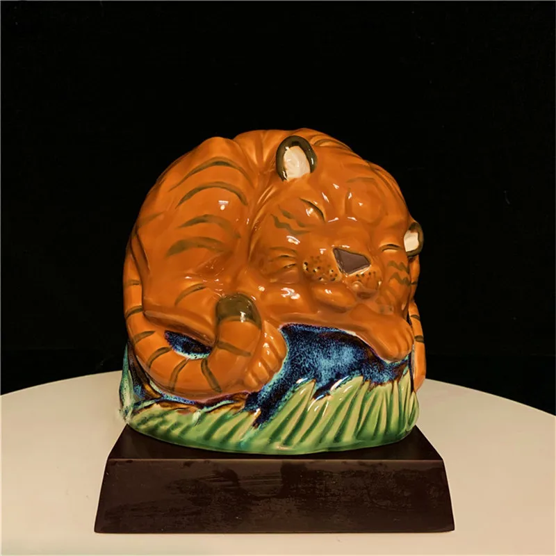 Rest Easy Tiger Statue Animals Art Sculpture Chinese Zodiac Figurine Ceramic Craft Creative Home Decor Accessories Office |