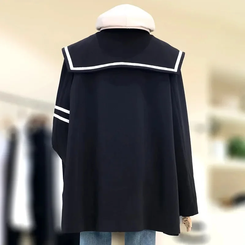 Women's Fat mm Senior Sense Navy Collar Suit Jacket Women 2023 Spring and Autumn New age Reduction Leisure Suit Tide Solid Color