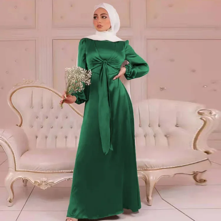 

Satin Abaya Muslim Hijab Dress Eid Mubarak Abayas for Women Dubai Turkey Party Dresses Islam Kaftan Robe Vestidos Musulmanes