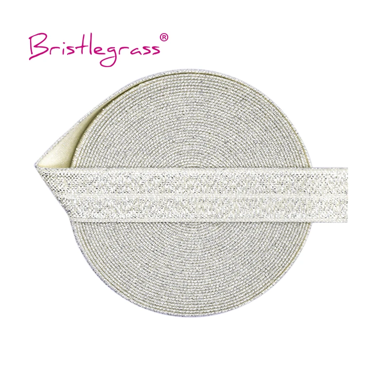 Silver Glitter Fold Over Elastic Bands - 5/8 Spandex Trim for Hair Accessories & Sewing Projects