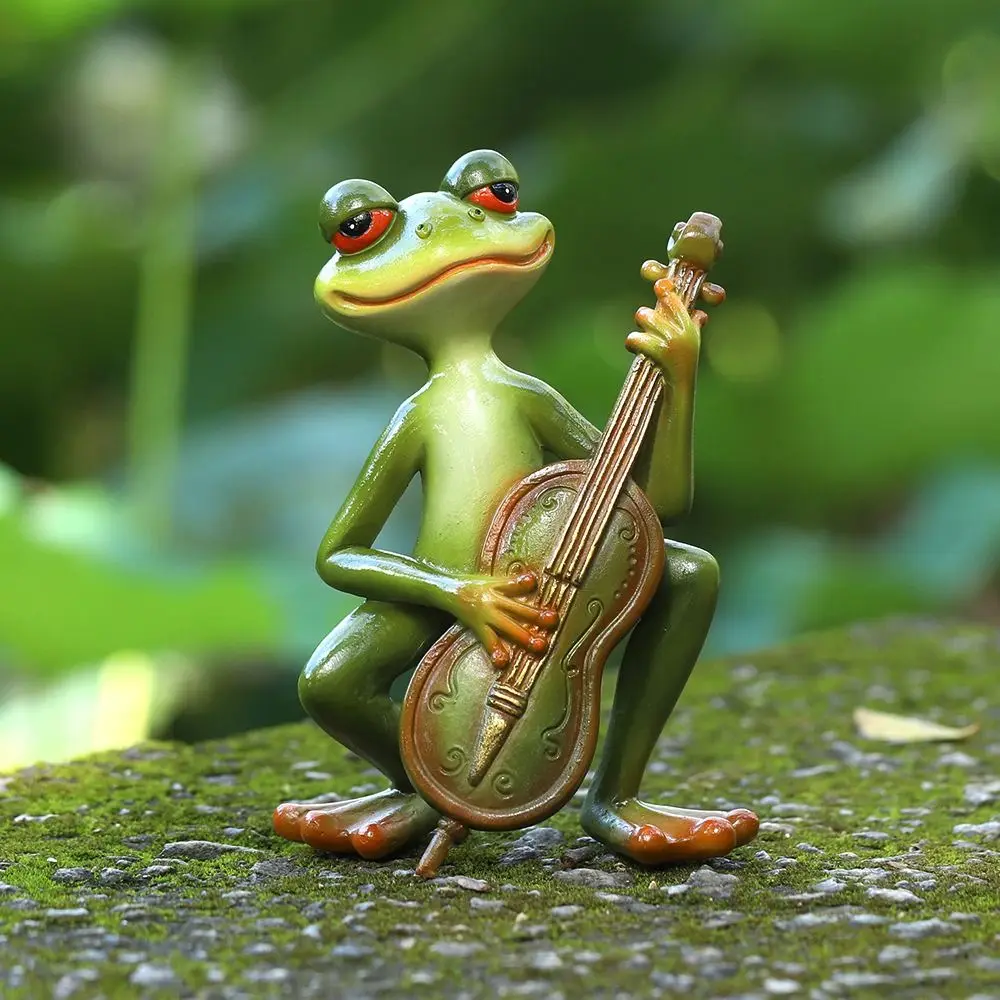 Crafts Resin Frog Statue Creative Cute Animal Sculpture Handicraft Simulated Miniatures Figurine Office