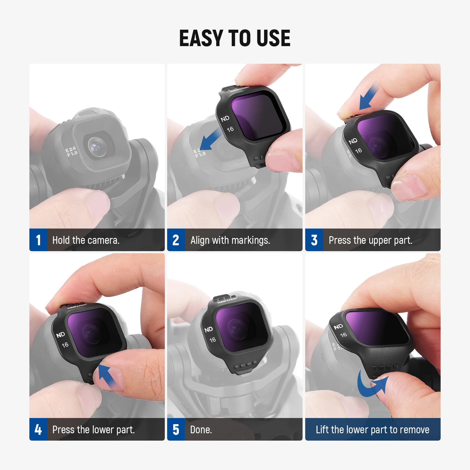 ND Filter Set Compatible with DJI Mini 5 Pro Drone (ND8+ND16+ND32+ND64) Neutral