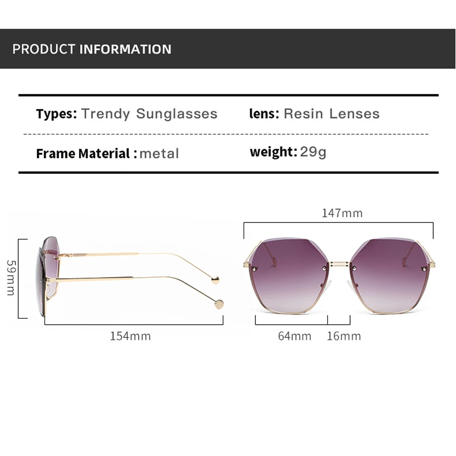 Luxury Polygon Metal Frame Women Sunglasses - Image 6