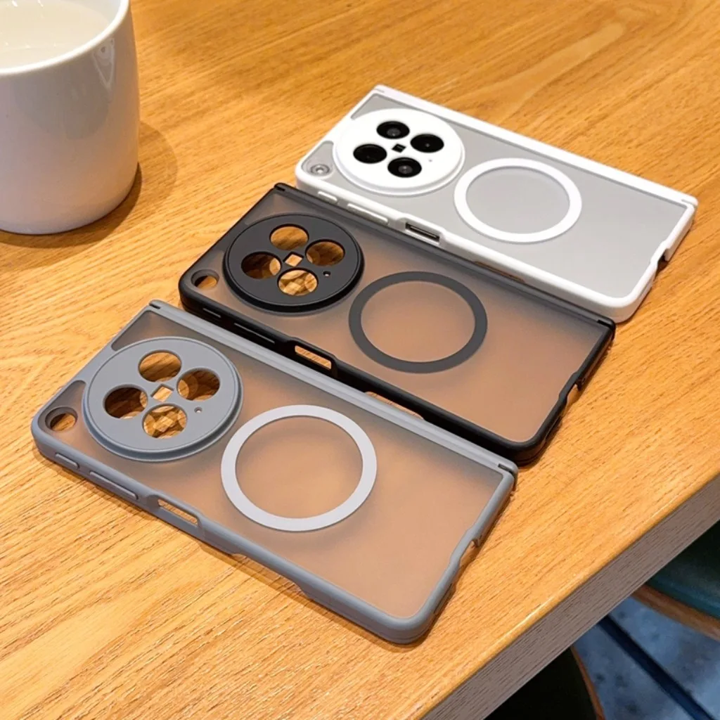 Matte Translucent Magnetic Phone Case with Full Hinge Protection and Wireless Charging Capability