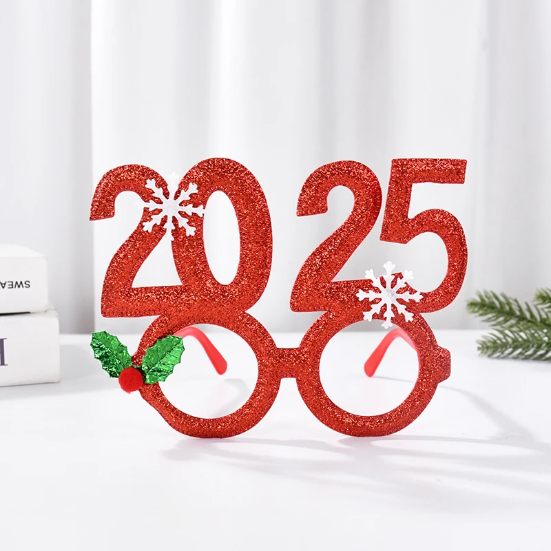 Description Picture 5 of item2025 New Year Party Glasses Christmas Photo Props Noel Xmas Decorations Kids Adult Eyeglasses Photobooth Gifts Home Supplies