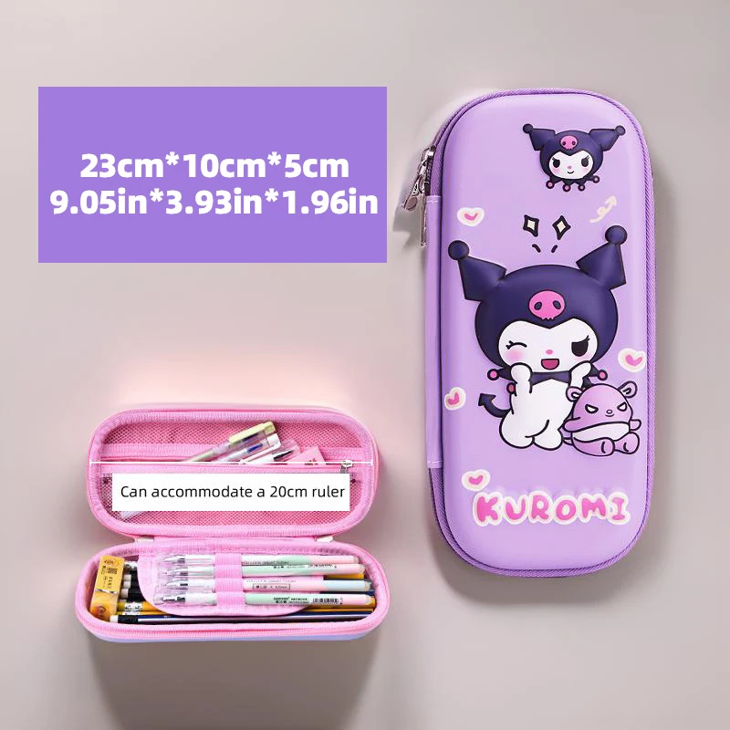 مقلمة Cinnamoroll & Kuromi، مادة PU متينة، صندوق ق...