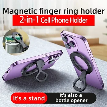 2 In 1 Magnetic Cell Phone Ring Holder Stand Bottle Opener Kickstand For Magneti iPhone 15 14 13 12 Desktop Mobile Bracket Mount 1
