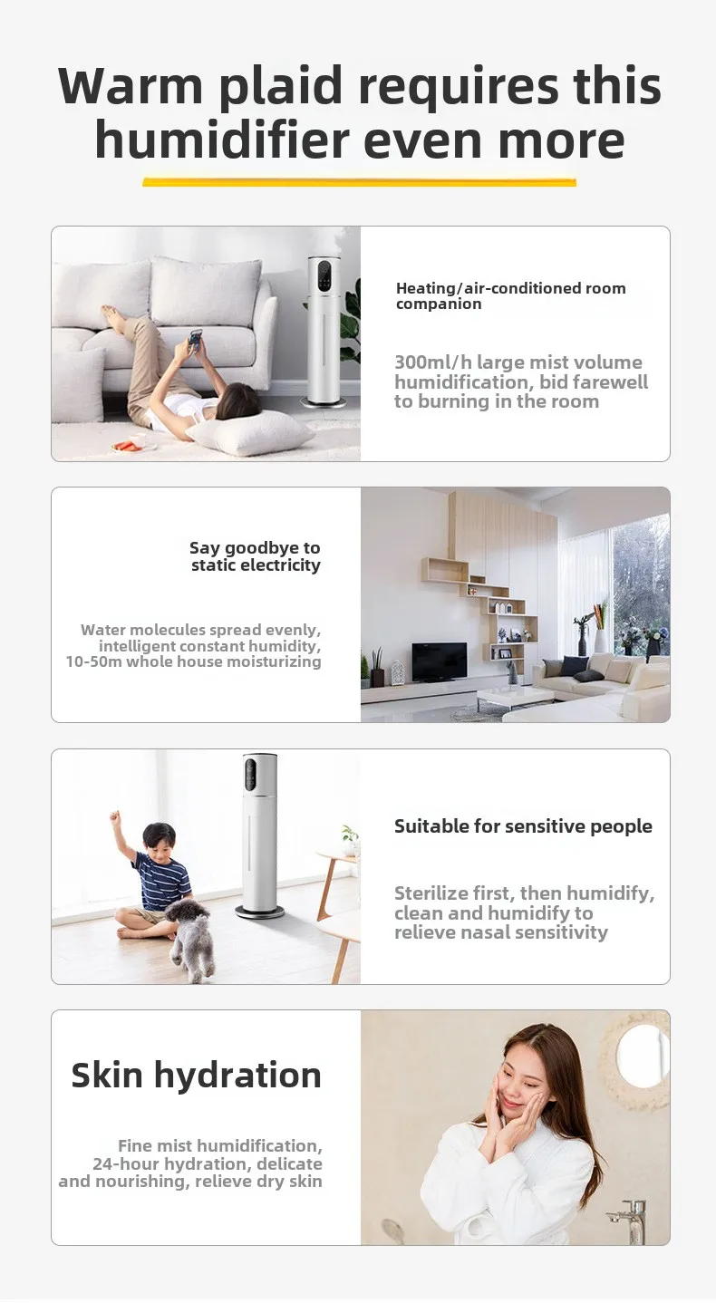 Description Picture 2 of item8L Air Humidifier Ultrasonic Large Capacity Floor Standing Household Aromatherapy Energy Efficient Humidifier for Large Rooms