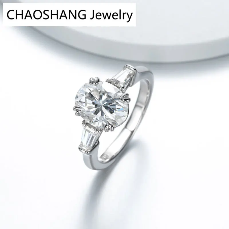Luxury 3 Carat Oval Cut Moissanite Engagement Rings For Women Solid 925 Sterling Silver