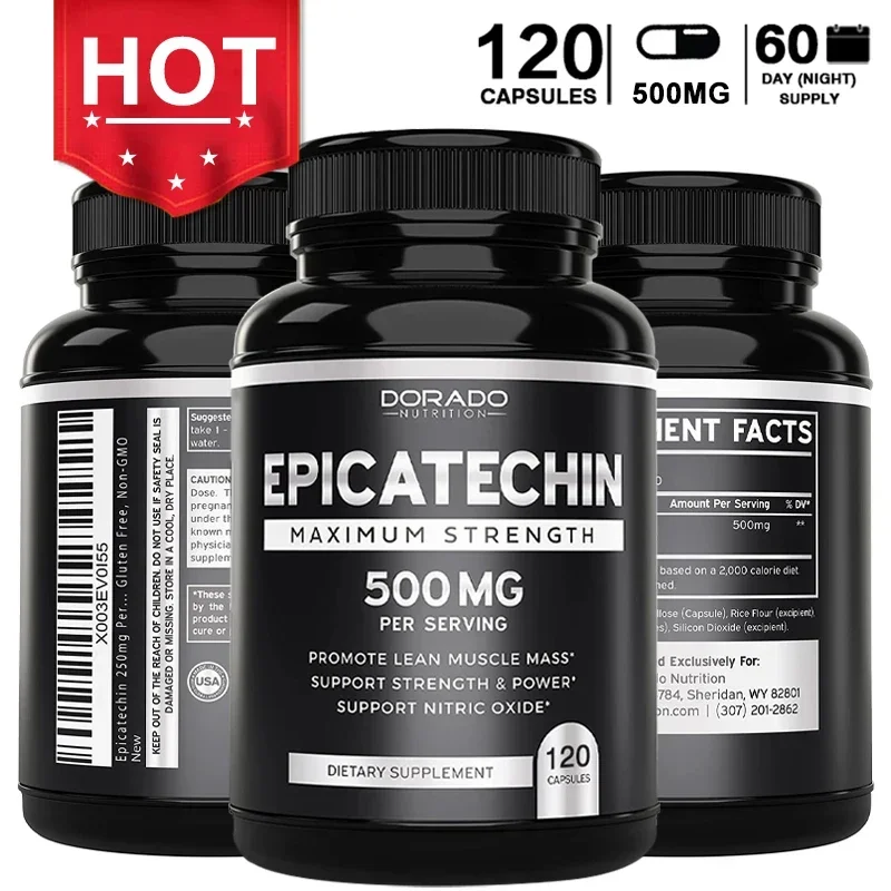 Muscle Supplement Epicatechin Extract Supplement 500 Mg Supports Lean Muscle Nitric Oxide Carnosine Inhibitor Pump & Gain 120 Capsules