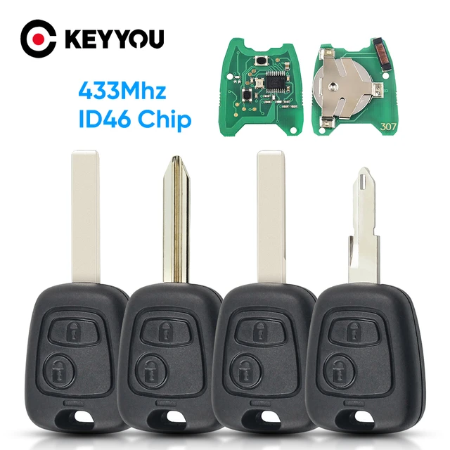 EllYYOU-Clé télécommande à 2 boutons ASK, contrôleur pour 206 307, cristaux  partenaires gradués en C1 C3 433 Z successifs avec puce transpondeur PCF7961  - AliExpress