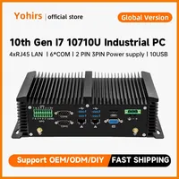 Industrial Fanless Mini PC Intel i7 10610U i5 10210U Rugged Computer 10*USB 6*COM HDMI VGA 14*GPIO 4*RJ45 LAN 4G SIM WIFI 1